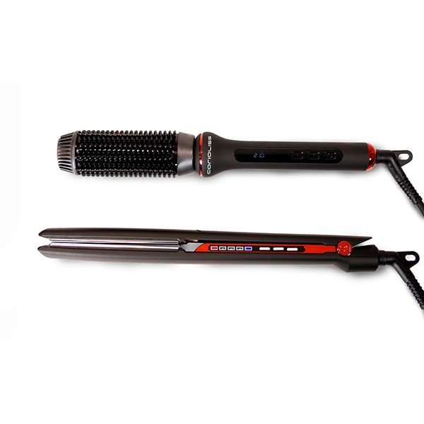 CORIOLISS SET PLANCHA BLACK RED C3 + HOT BRUSH